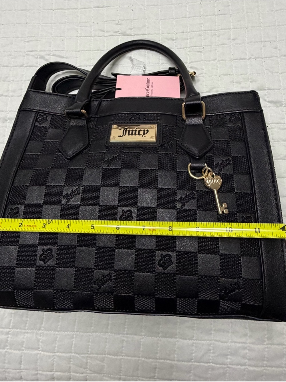 Juicy Couture Black Checkerboard Satchel Crossbody Bag NWT - Picture 9 of 10